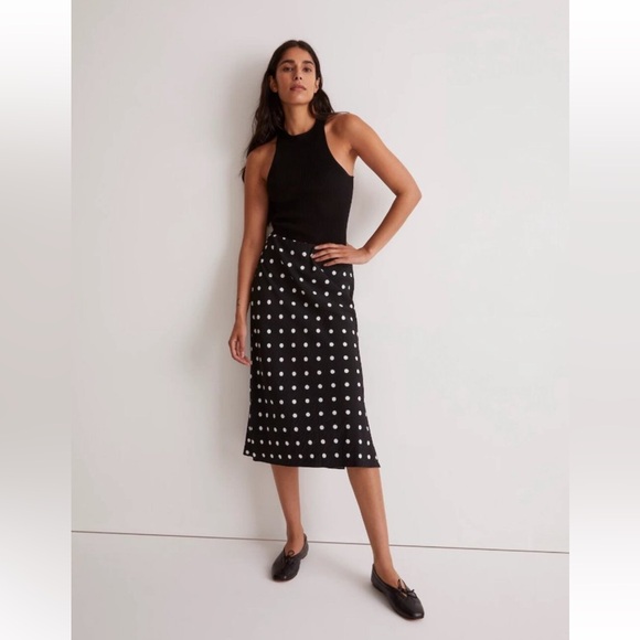 Madewell Dresses & Skirts - Madewell Womens Layton Midi Slip Skirt Black & White Polka Dot Size 8 Preppy
